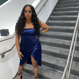 Navy Blue Silk Dress